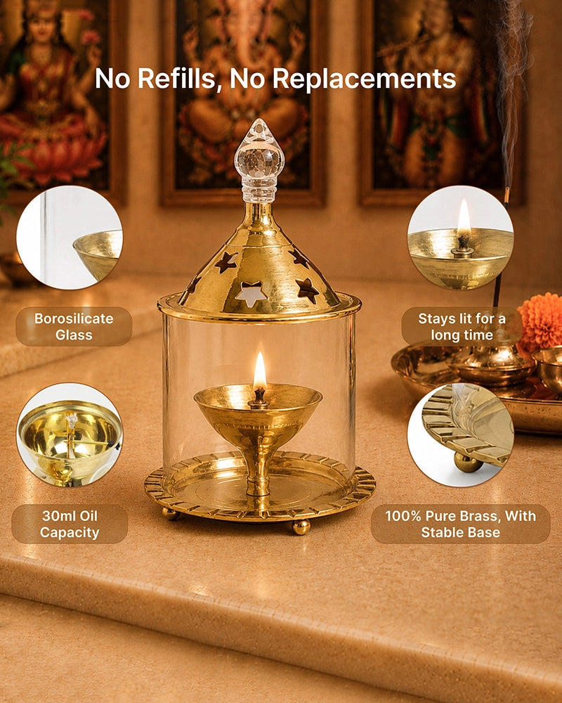 Long-Lasting Premium Akhand Diya for Pooja and Spiritual Decoration