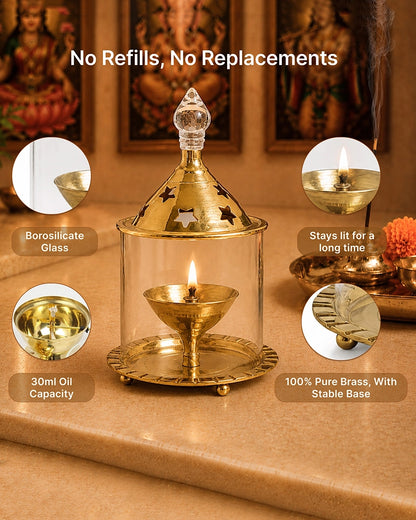 Long-Lasting Premium Akhand Diya for Pooja and Spiritual Decoration