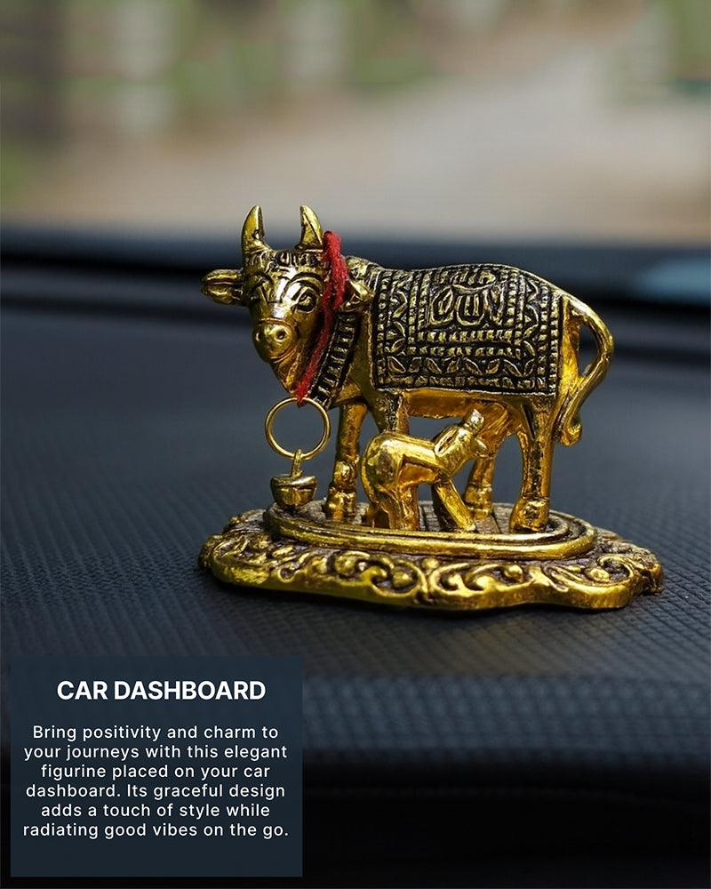 Kamdhenu Cow With Calf | Cow Statue With Calf & Gift Article