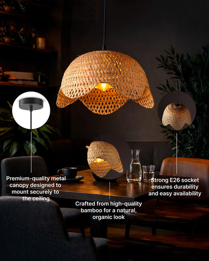 Handwoven Bamboo Ceiling Lamp for Living Room and Bedroom Decor