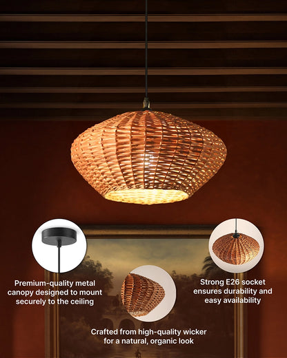 Handmade Wicker Ceiling Light for Home Decor and Lounge