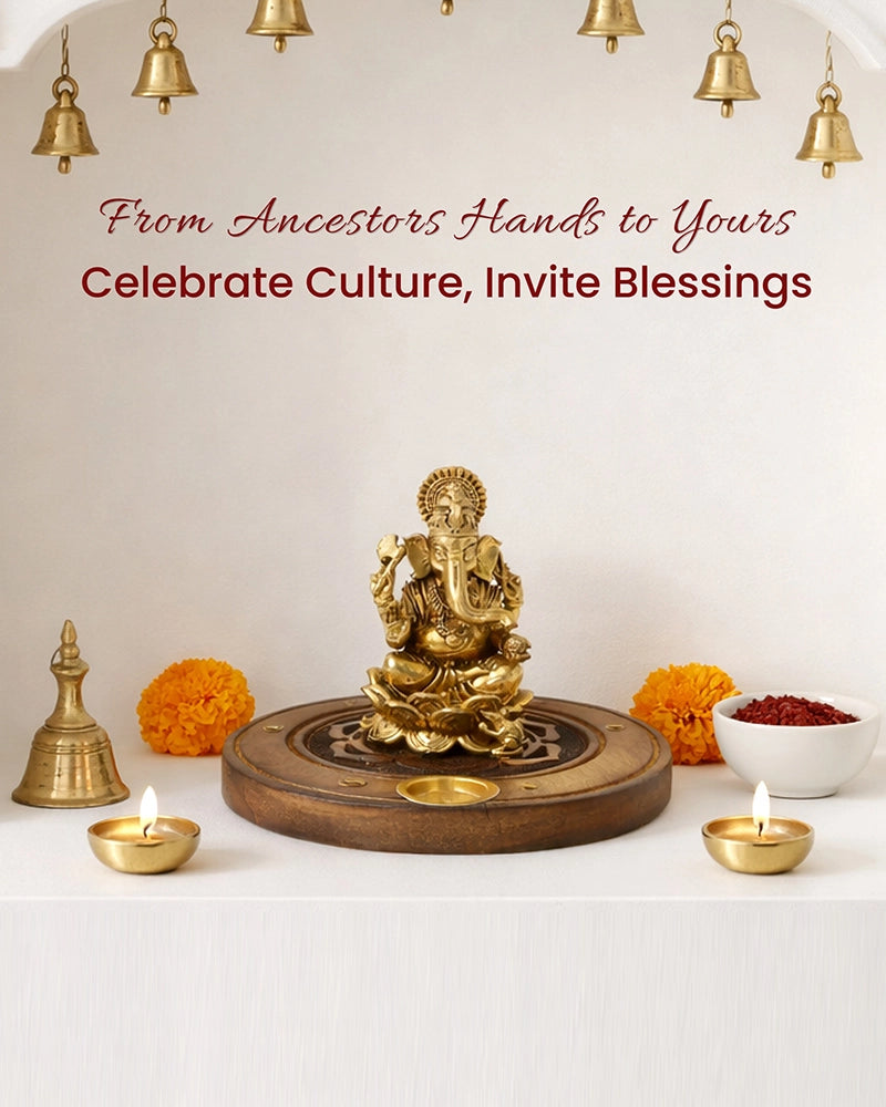 Decorative Brass Lord Ganesha Statue for Daily Puja and Home Display