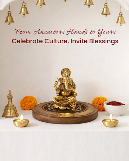 Decorative Brass Lord Ganesha Statue for Daily Puja and Home Display