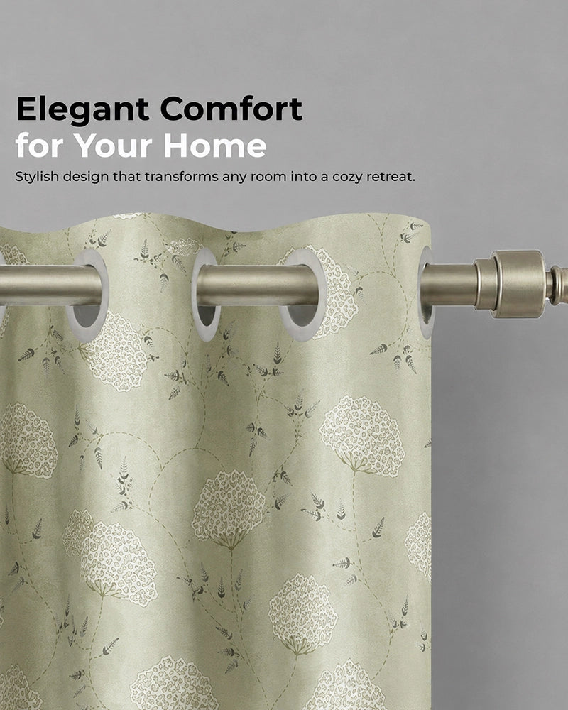 Elegant Polyester Door Curtain with Eyelets (Green, 7 ft)