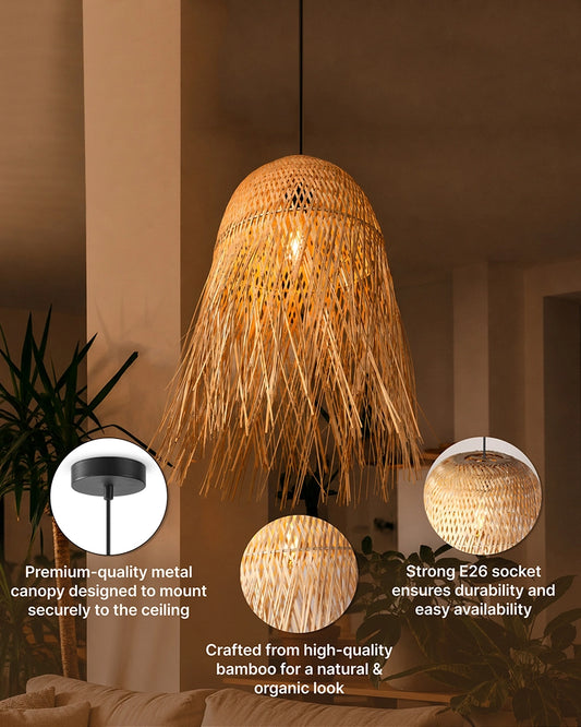 Boho Bamboo Pendant Lamp for Balcony and Patio