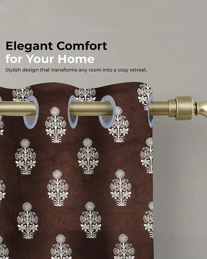 Decorative Velvet Door Curtain (Brown, 7 ft)