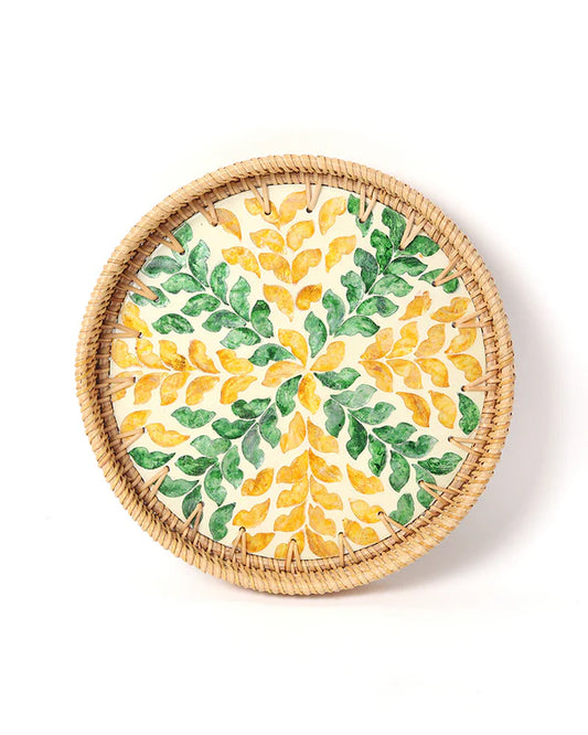 Rattan Decorative Round Tray for Gifting and Kitchen Use