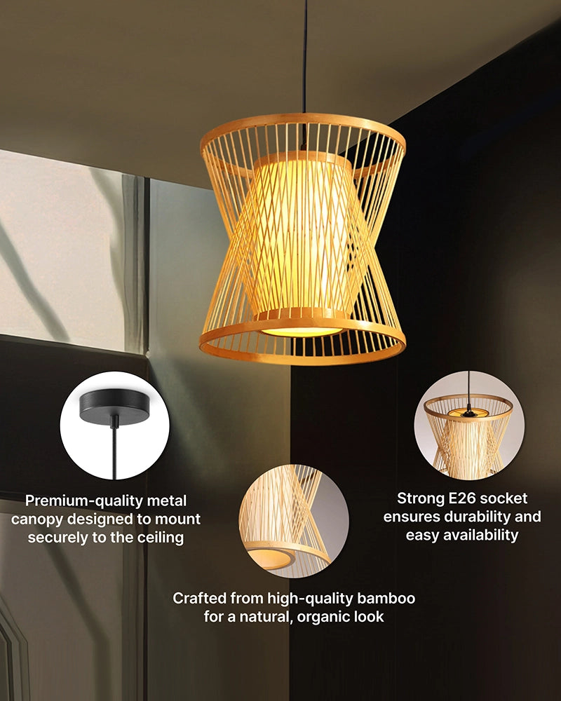 Natural Bamboo Ceiling Lamp for Dining Space and Home