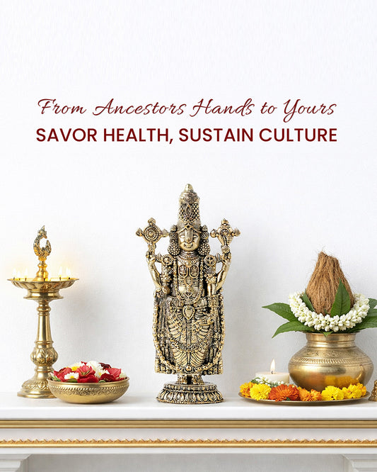 Brass Balaji Standing Idol Figurine for Puja Needs and Home Decor