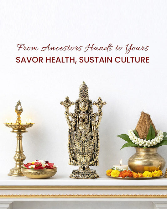 Brass Balaji Standing Idol Figurine for Puja Needs and Home Decor