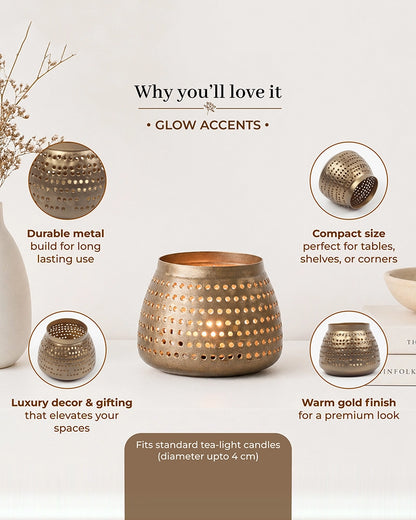 Gold Metal Tea Light Holder for Home Decoration