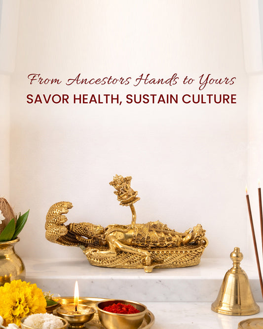 Lord Vishnu Brass Idol on Sheshnag with Shivling and Brahma ji for Pooja