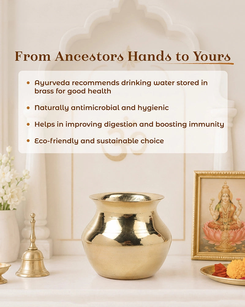 100% Pure Brass Kalash for Pooja and Religious Celebrations