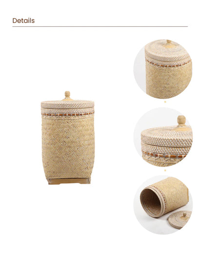 Rattan Laundry Basket with Lid for Home and Bathroom