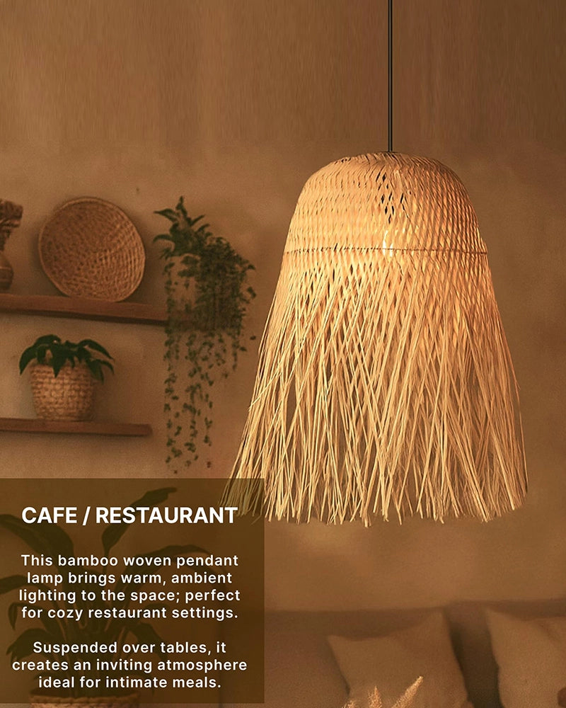 Boho Bamboo Pendant Lamp for Balcony and Patio