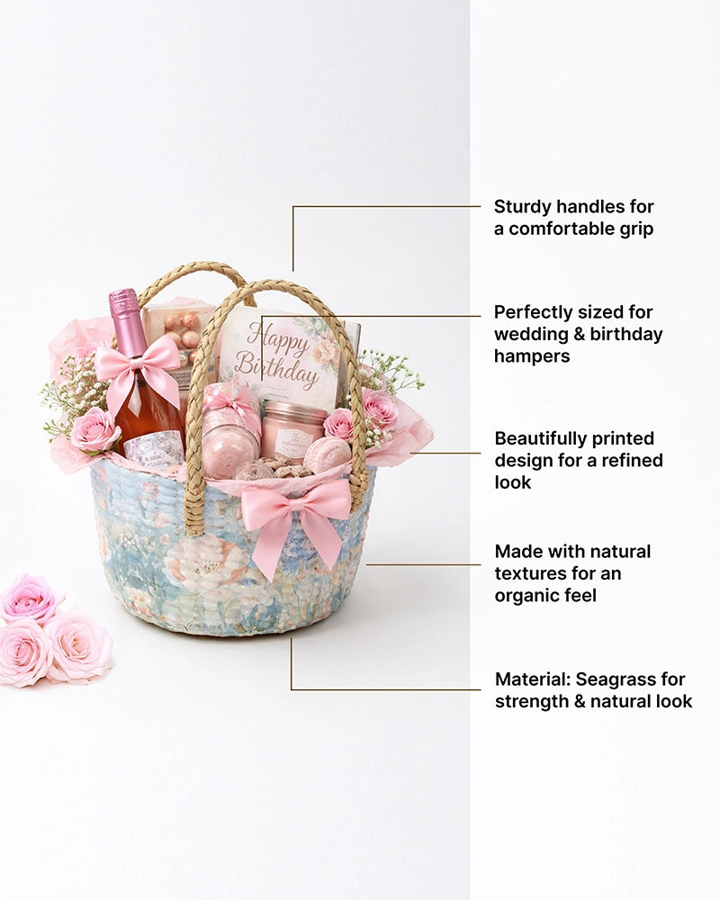Eco-Friendly Seagrass Gift Basket for Fruits, Pooja, and Home Décor