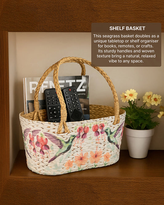 Handwoven Seagrass Basket for Gifting, Storage, and Home Decoration