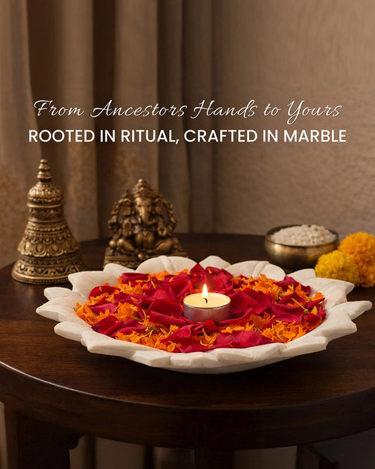 Handcrafted Marble Urli for Floating Flowers, Festive Decor, and Showpiece Use
