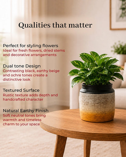 Premium Terracotta Decorative Flower Vase with Textured Finish for Home