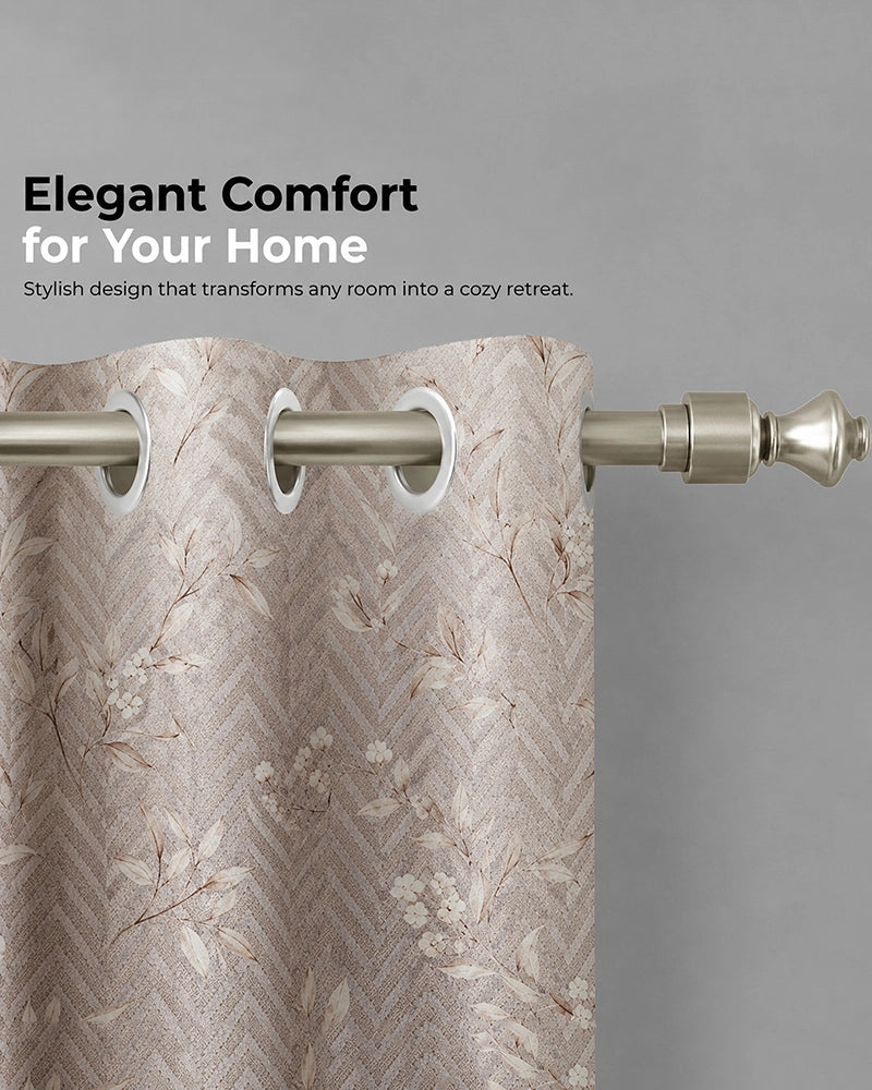 Premium Polycotton Eyelet Door Curtain (Brown, 7 ft)