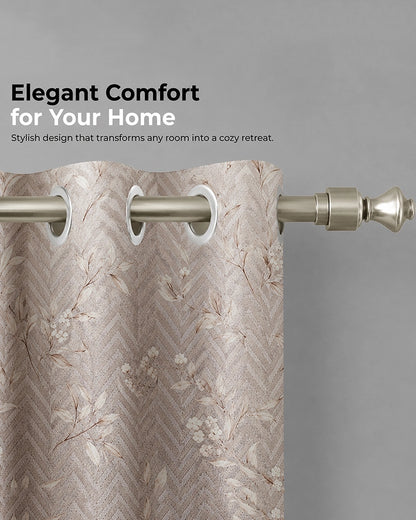 Premium Polycotton Eyelet Door Curtain (Brown, 7 ft)