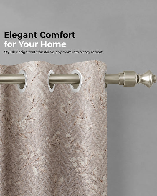 Premium Polycotton Eyelet Door Curtain (Brown, 7 ft)