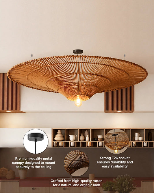 Handmade Bamboo Pendant Light for Balcony and Patio