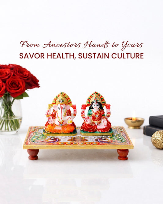 Handcrafted Marble Laxmi Ganesh Idol for Festivals and Home Mandir