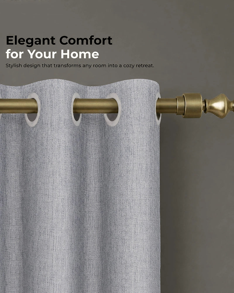Designer Linen Door Curtain with Eyelet Header (Blue, 7 ft)