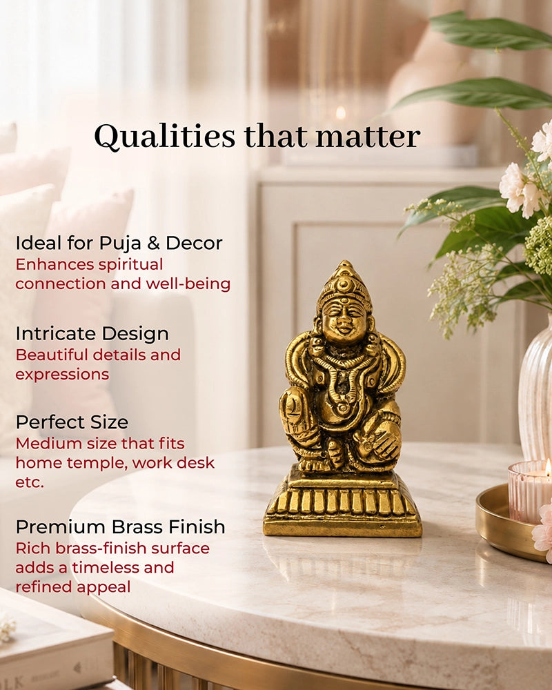 100 % Pure Brass Kuber Ji Statue For Home Décor & Pooja Room