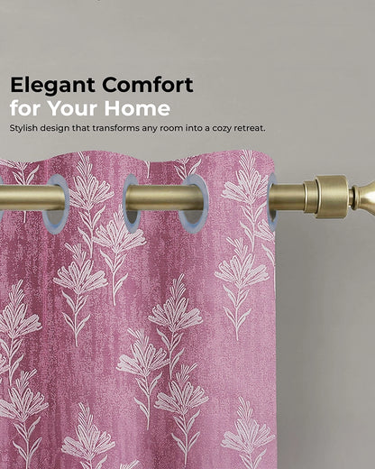 Elegant Polyester Door Curtain with Eyelets (Pink, 7 ft)