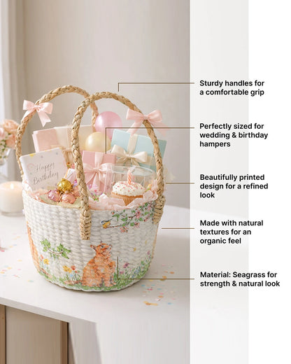Multi-Purpose Seagrass Basket for Gift Hampers and Home Organization
