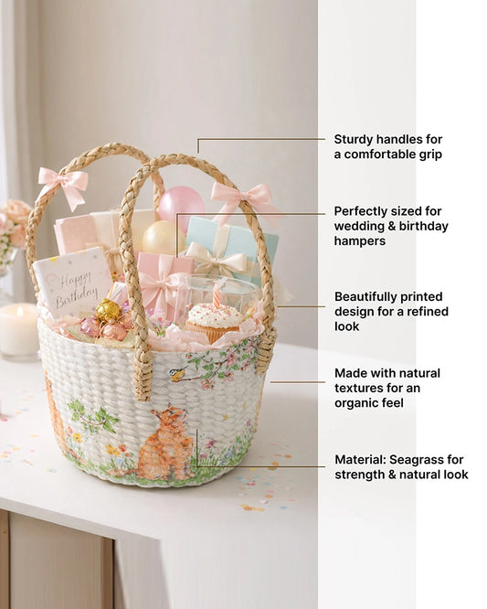 Multi-Purpose Seagrass Basket for Gift Hampers and Home Organization