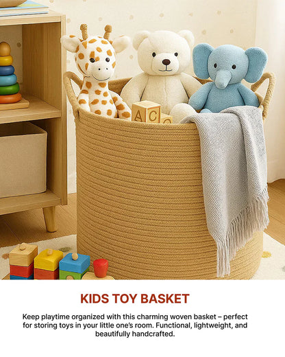 Jute Laundry Basket for Clothes, Jute Storage and Toy Storage Basket for Home