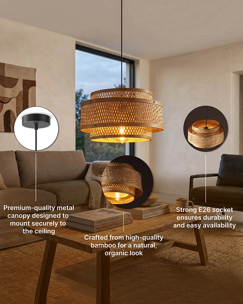 Natural Bamboo Hanging Light for Sustainable and Stylish Home Lighting