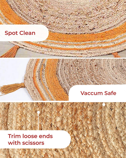 Natural Yellow Round Jute Carpet For Living Room