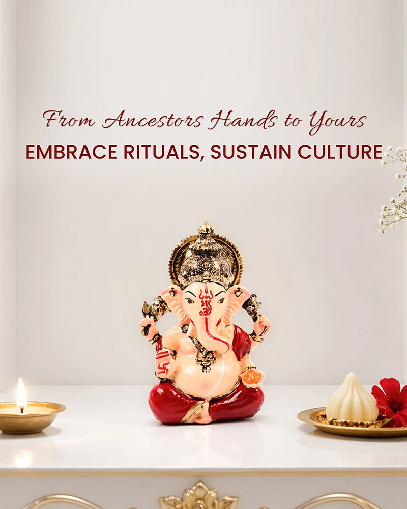Polyresin Lord Ganesha Murti Multicolor Figurine Showpiece for Home Temple
