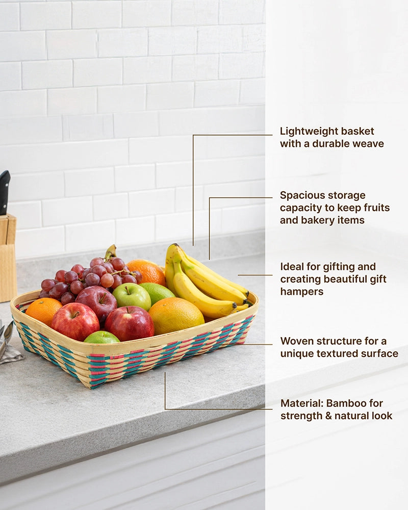 Bamboo Storage Basket for Kitchen, Pantry, and Home Organization