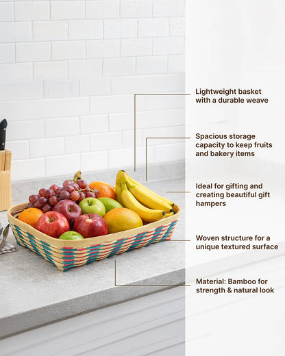 Bamboo Storage Basket for Kitchen, Pantry, and Home Organization