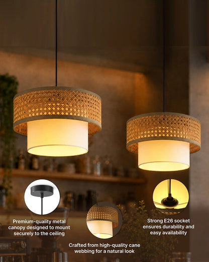Decorative Rattan Pendant Ceiling Lamp for Living Room, Bedroom and Home