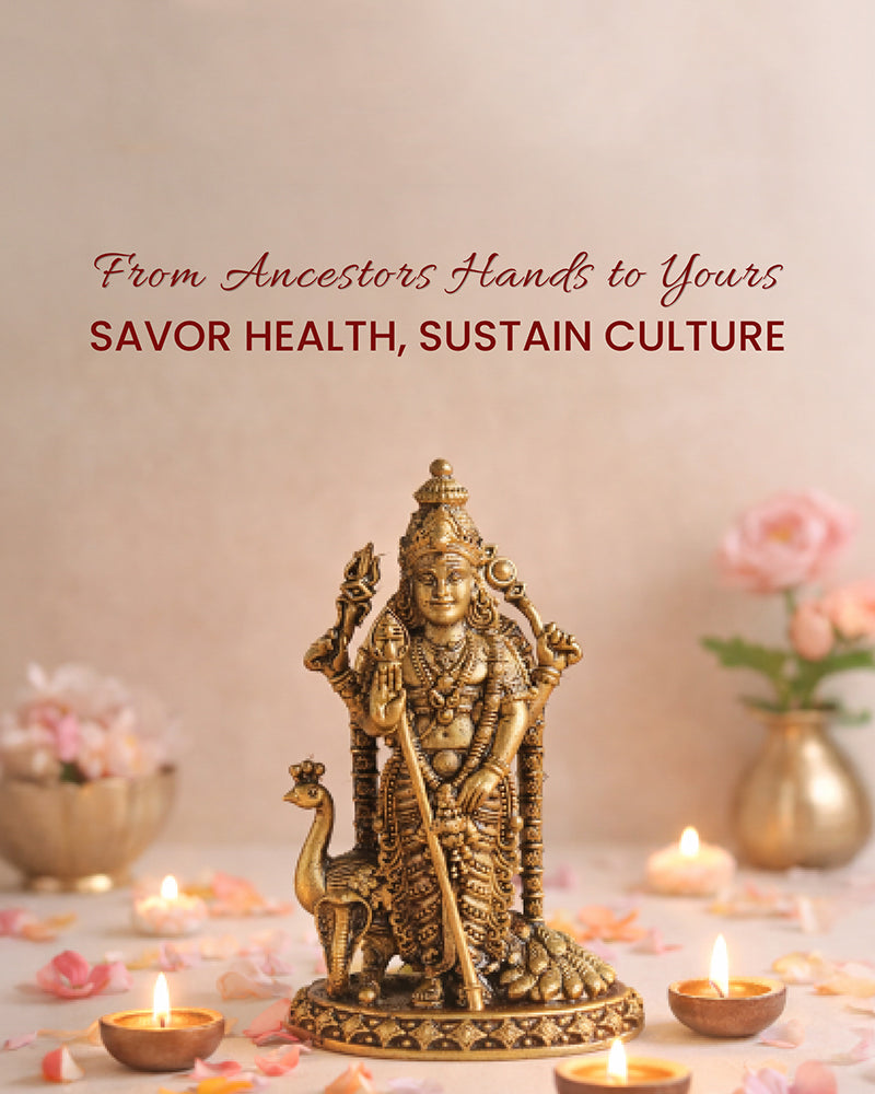 Traditional Pure Brass Kartikeya Idol for Daily Worship and Rituals