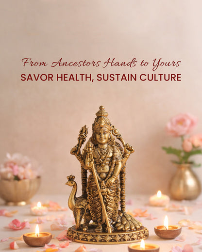 Traditional Pure Brass Kartikeya Idol for Daily Worship and Rituals