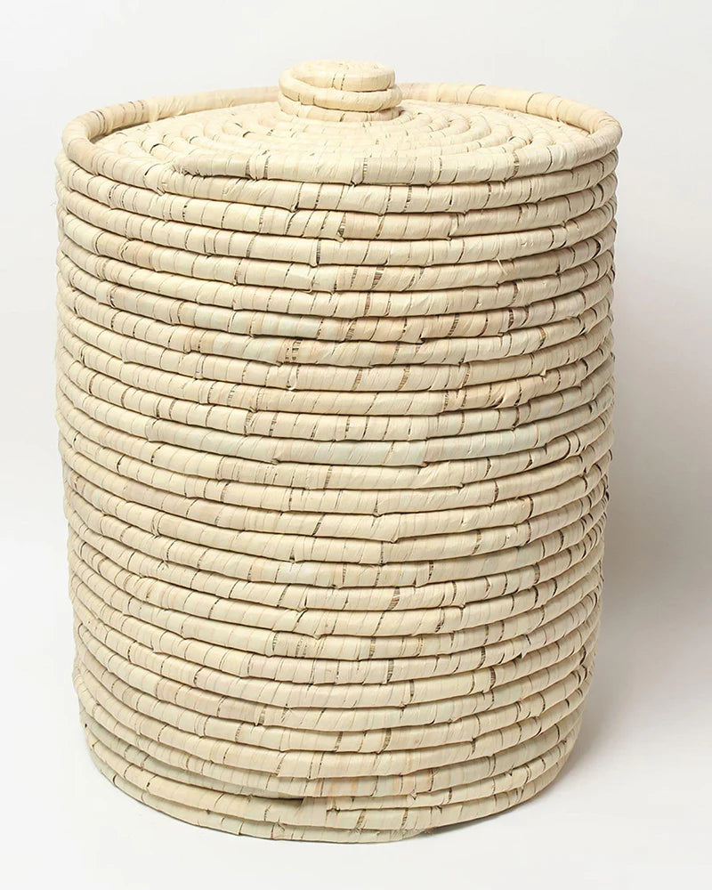 Natural Laundry Hamper with Lid for Bedroom, Bathroom, and Closet Organization