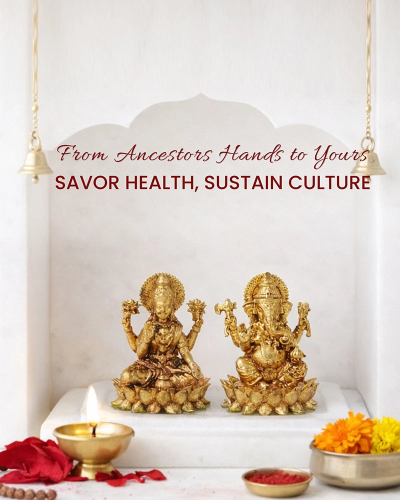 Brass Laxmi Ganesh Idol on Marble Base for Home Temple and Pooja Room