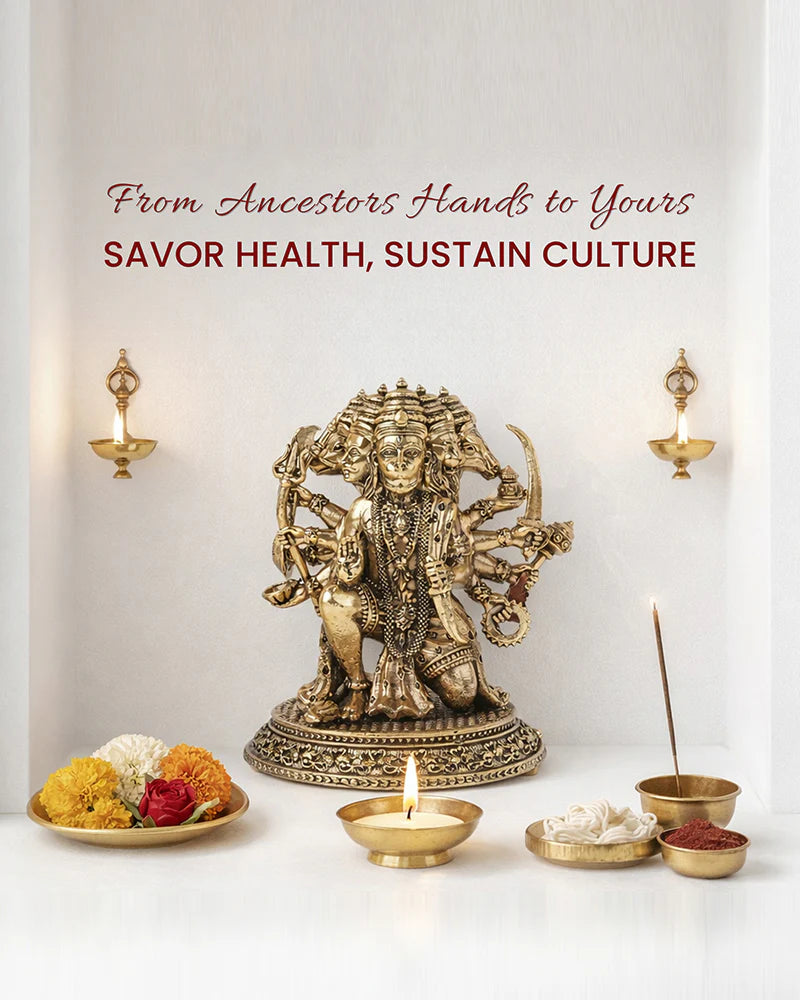 Panchmukhi Hanuman Brass Idol Figurine for Devotion and Daily Worship