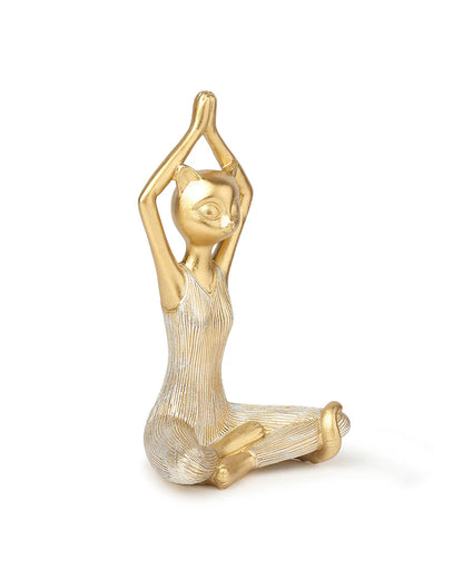 Yoga Cat Figurine in Polypropylene for Living Room Decoration