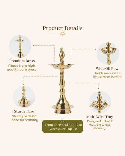 100% Pure Brass Kerala Samai Diya for Pooja Room & Home Décor