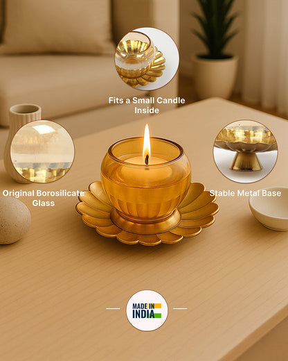 Decorative Tea Light Diya Candle Holder for Pooja, Aarti & Home Decoration