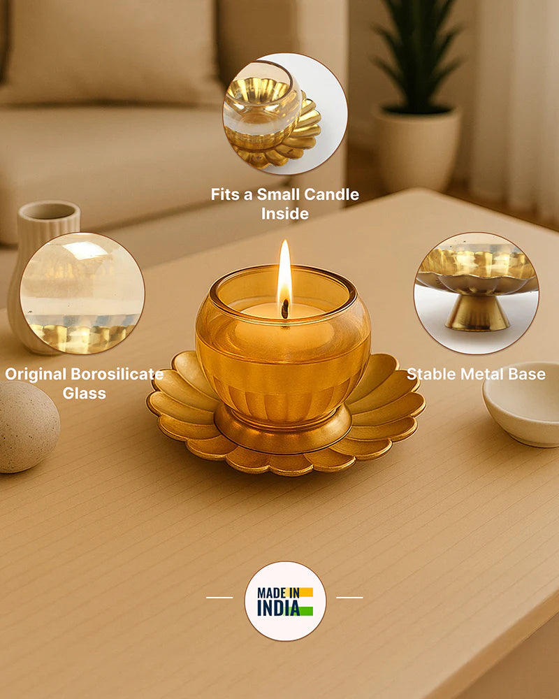 Decorative Tea Light Diya Candle Holder for Pooja, Aarti & Home Decoration