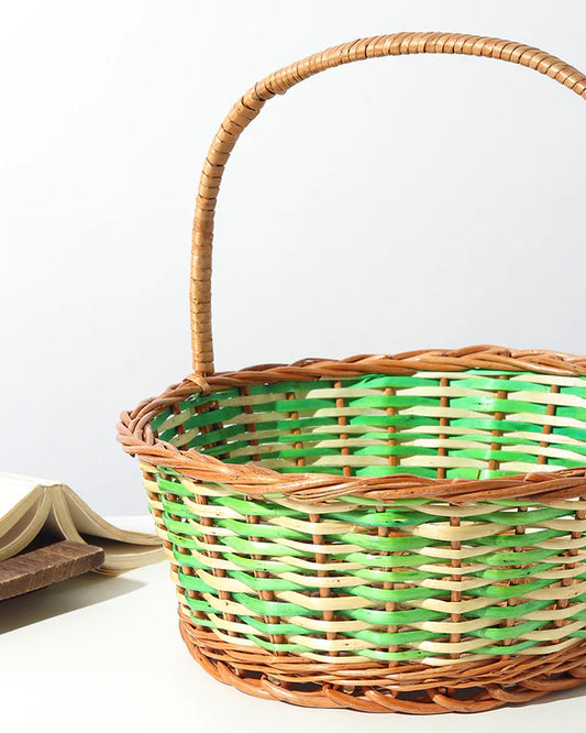 Handmade Wicker Fruit Basket in Pyala Shape for Gifting and Kitchen Storage